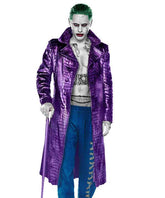 Suicide Squad Famous Joker Deep Purple Leather Trench Coat in Crocodile Patterns - MNCLeather